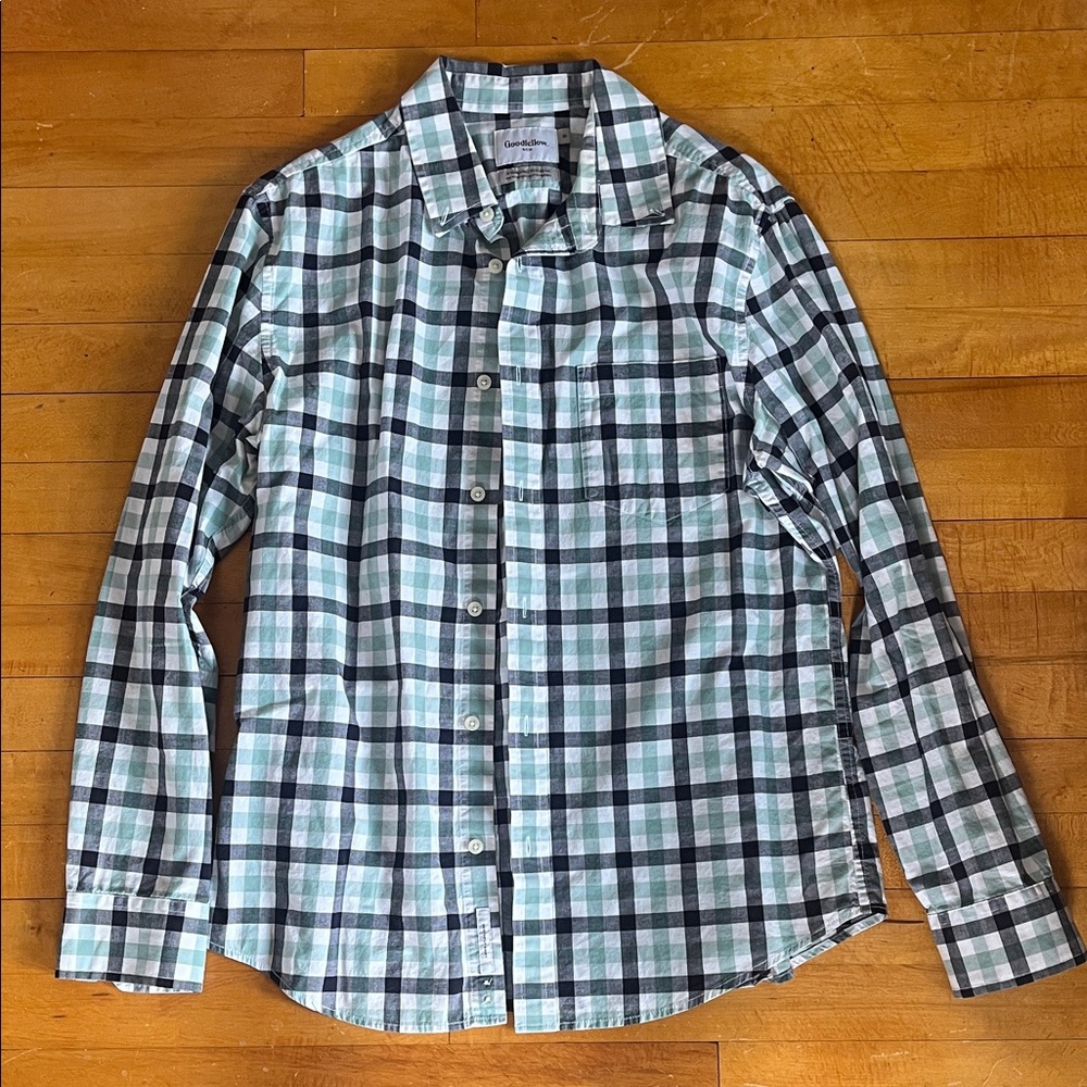 Goodfellow & Co Green and Blue Checkered Shirt